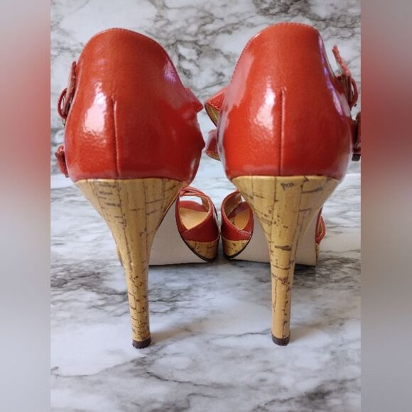 Anne Michelle Orange Double Buckle Sandals Size 7.5 - Picture 8 of 13